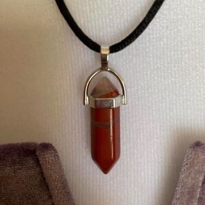 Handmade Red Brecciated Jasper Grounding necklace on a black silk 18” 2mm cord